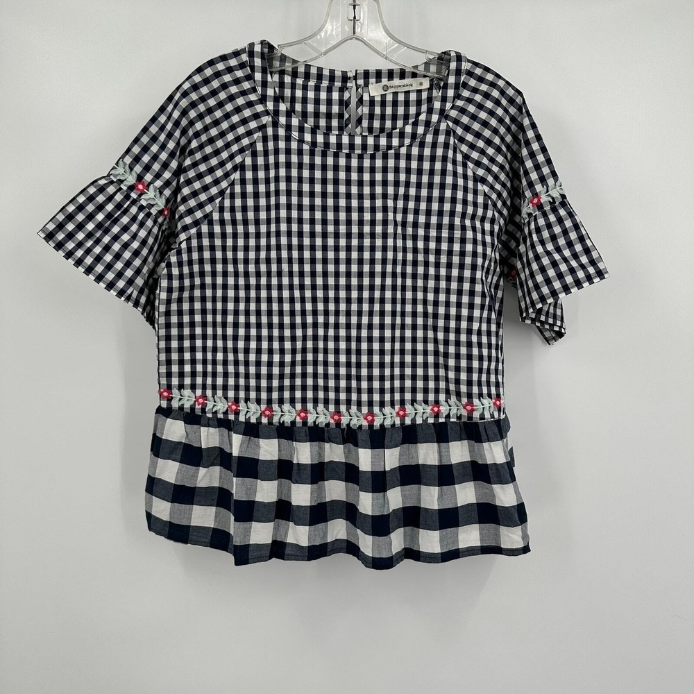 Womens Cottagecore Gingham Check Top Size M Picnic Feminine Southern Country